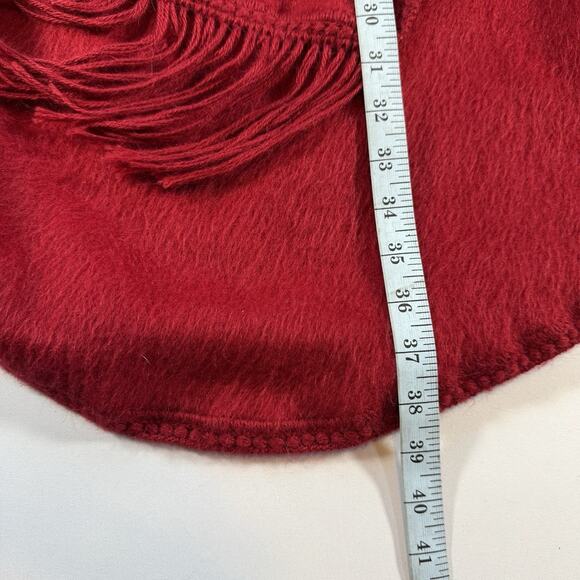 Elegant Red Women's Scarf with Fringe - Picture 11 of 11